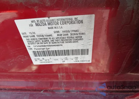 2011 Mazda 6 I Sport из США, поврежденный, VIN 1YVHZ8BH5B5M09976